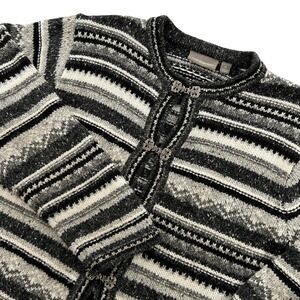 Croft & Barrow Womens XL Nordic Fair Isle Cardigan Sweater Metal Clasp Cottage